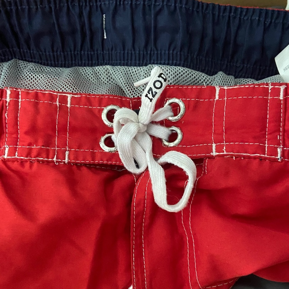 Izod Red Swim Shorts with Navy Elastic Waistband Men’s Size XL